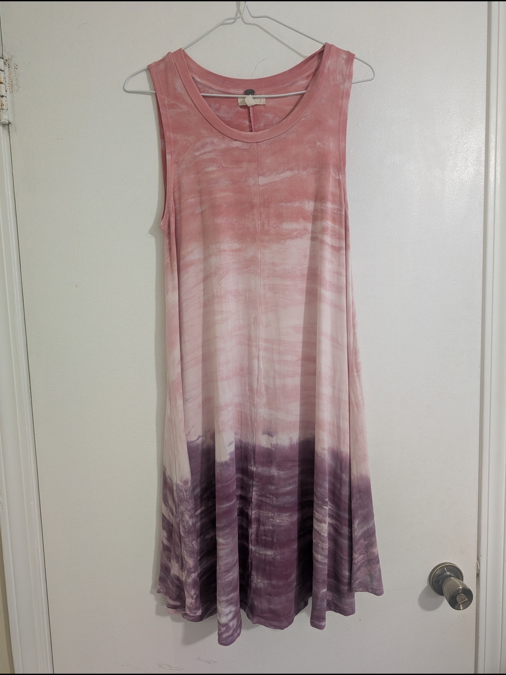 Cupio Pink to Purple Ombre Tie Dye Sleeveless Midi Dress